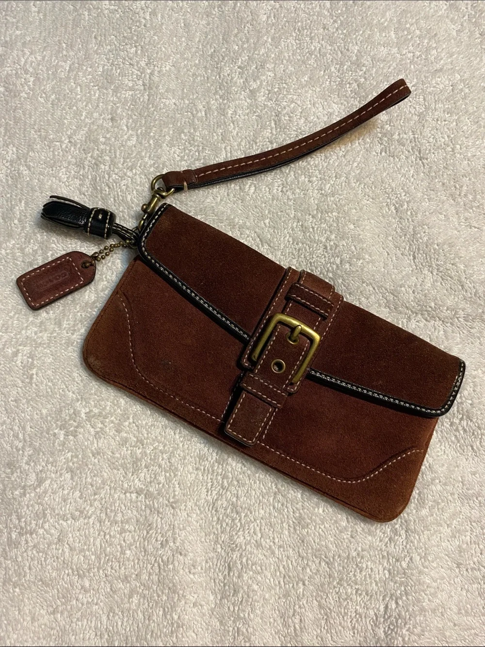 Coach Suede Wristlet Clutch